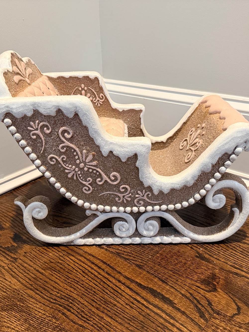 Festive Gingerbread Christmas Sleigh Embelleshed with sparkles, Last one!